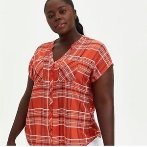 Torrid Cap Sleeve Plaid Blouse